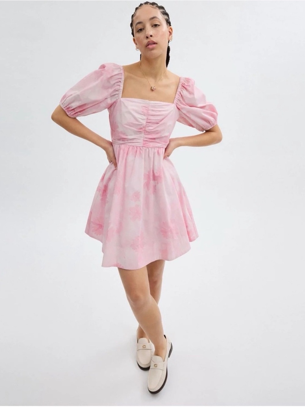 NWT Coach Puff Sleeve Floral Dress Pink Size 14 Cottagecore MSRP $395 - Picture 4 of 10